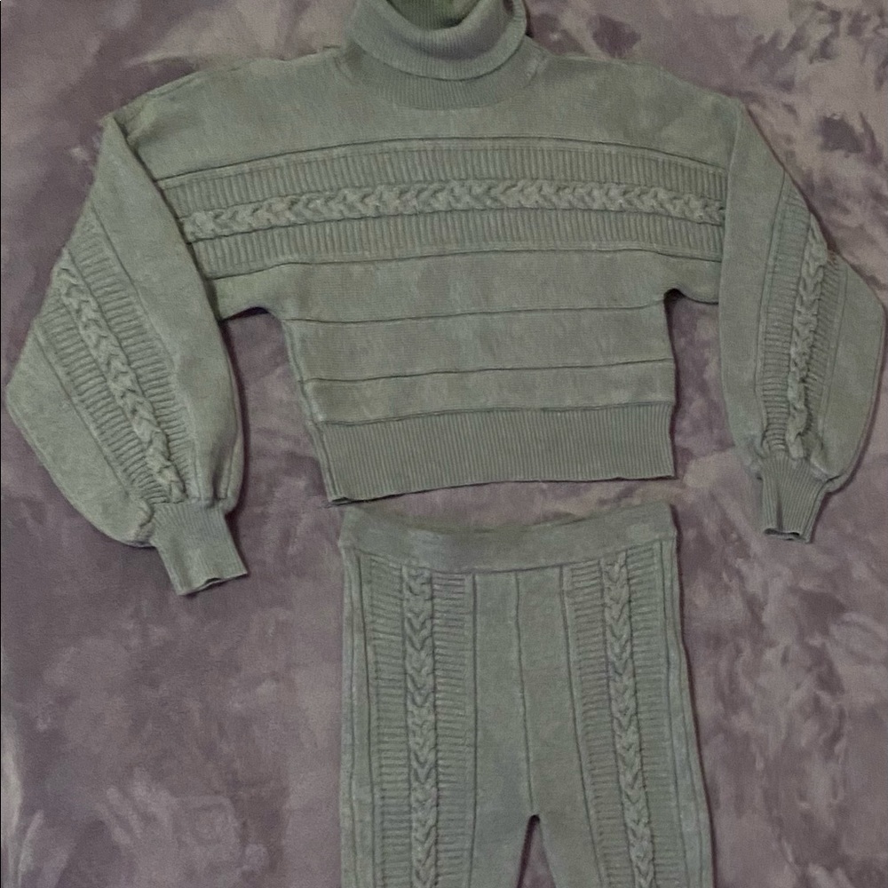 Akira Two Piece Embroidered Sweater Set